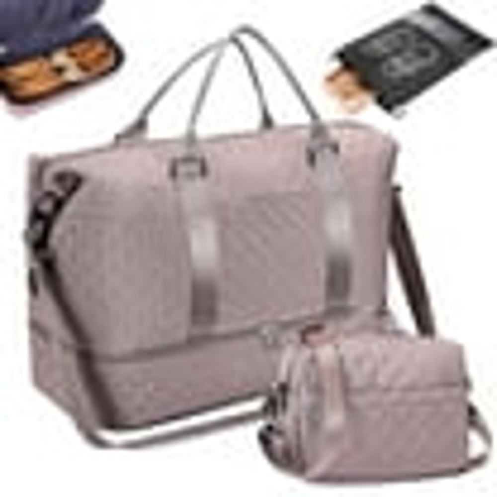 Large Weekender Gym Bag for Women with Toiletry, Shoe Compartment, Travel Duffel